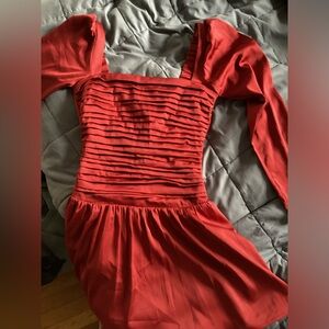 Abercrombie & Fitch Red Pleated Bodice Dress